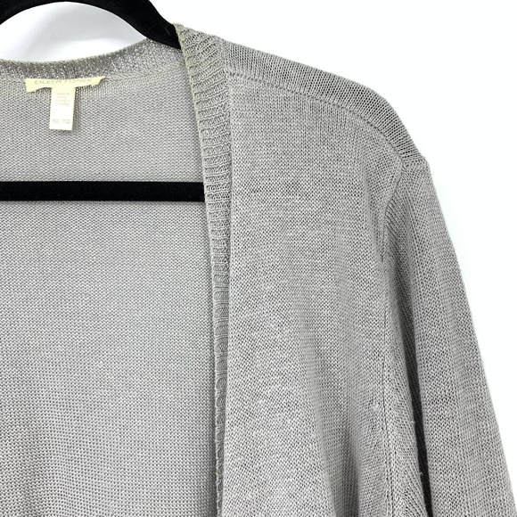 Eileen Fisher Women's Size XL Open Front 3/4 Sleeve Linen Cardigan Sweater Gray - Picture 3 of 6